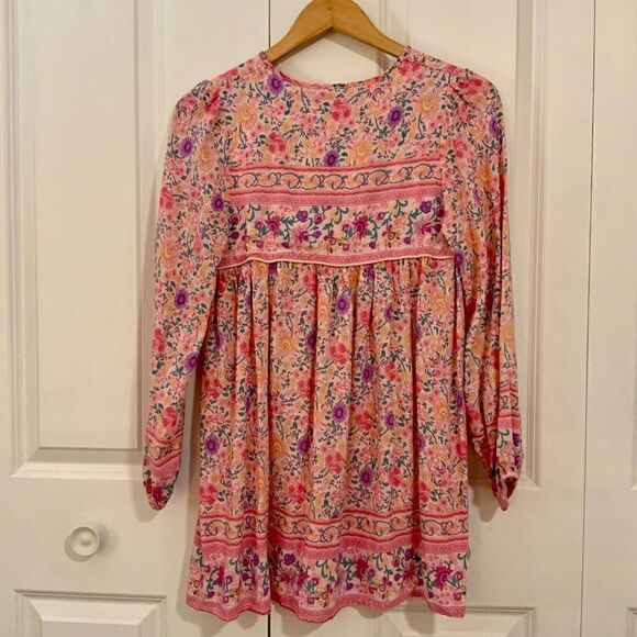 Goodnight Macaroon Sherry Pink Boho Print Long Sleeve Mini Dress Medium - Picture 7 of 10